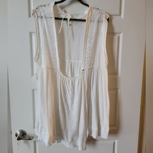 Free People White Lace Trim Tank Top